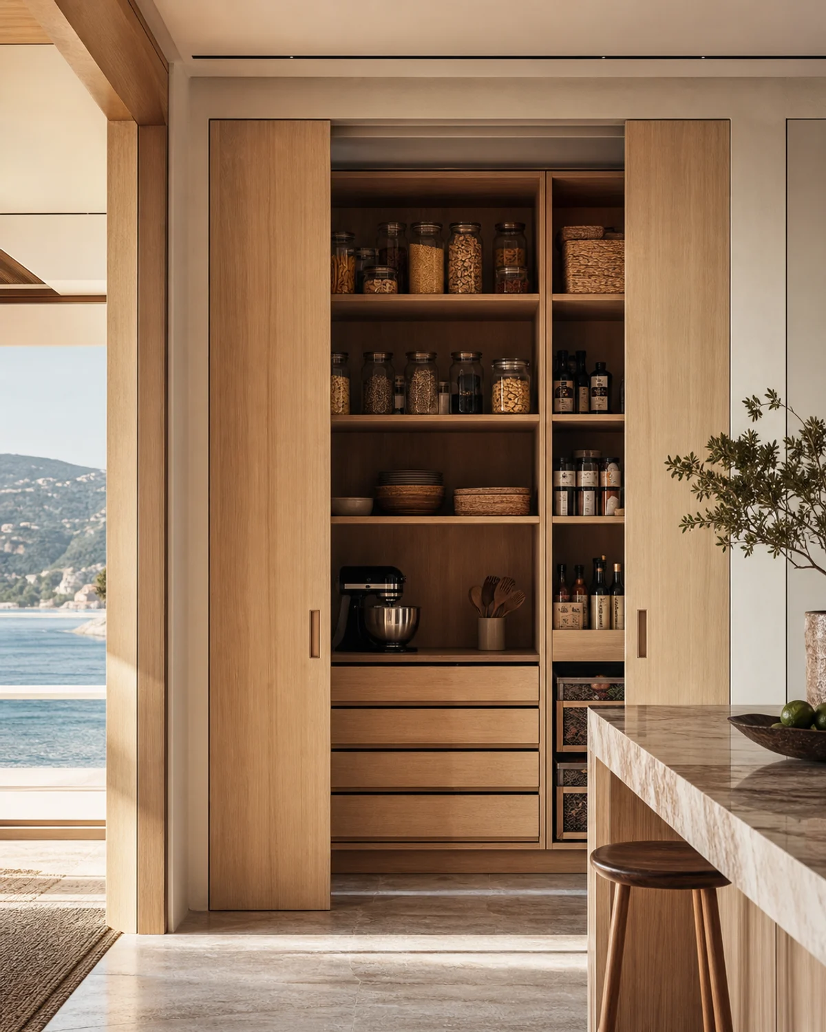 Hidden Laundry Station with Pocket Doors — Utility area