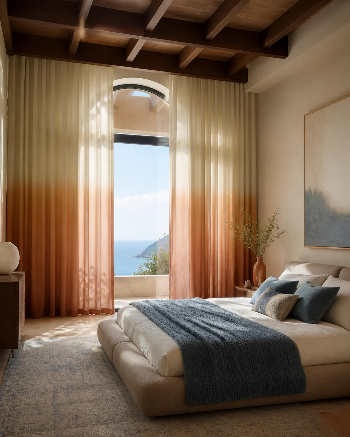 Clay-Fade Bedroom Drapes — Bedroom