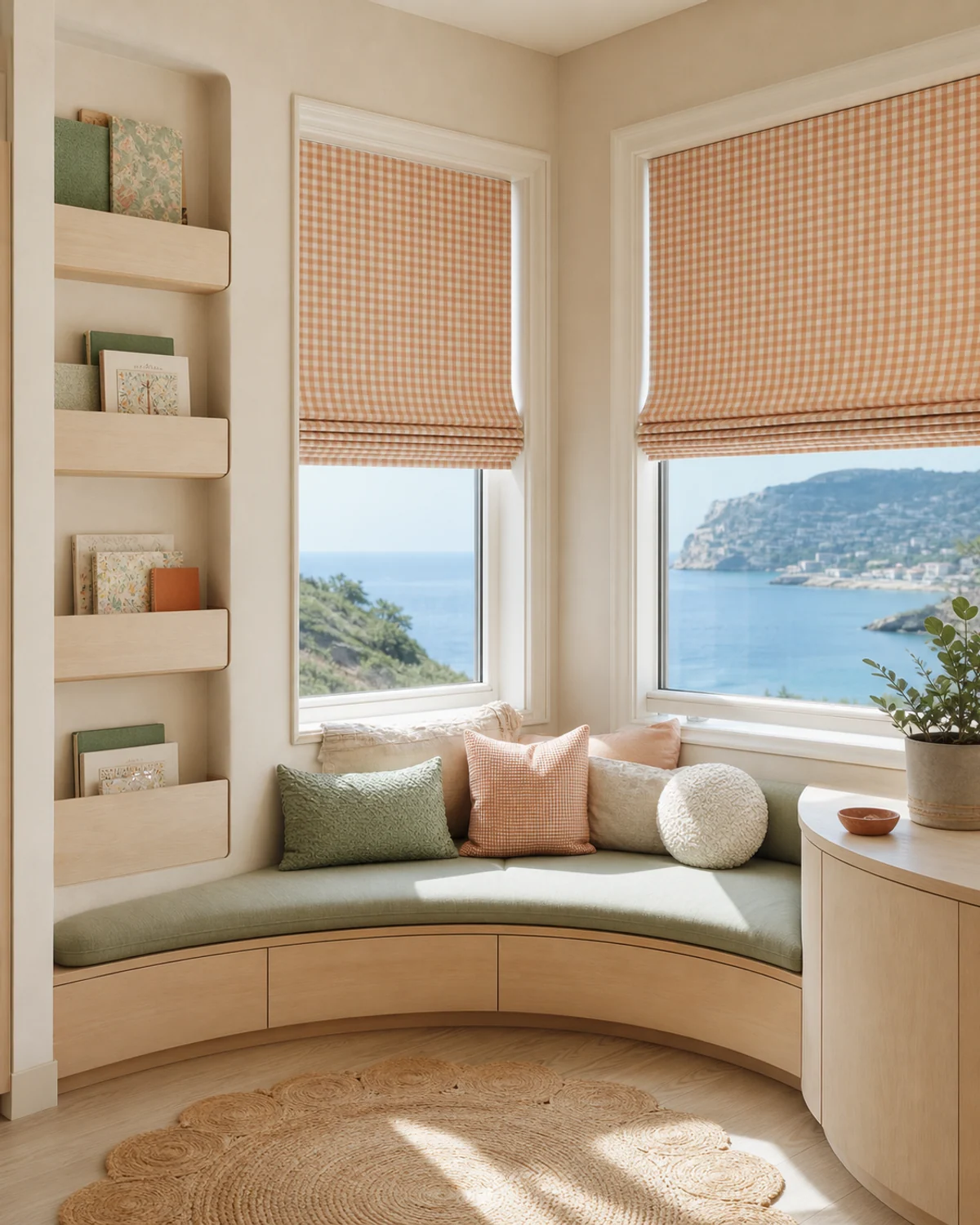 Gingham Roman Shades for a Reading Nook — Children's room
