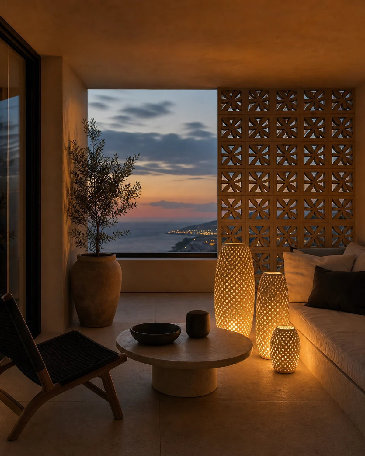 Portable Terrace Lanterns at Sunset — Terrace