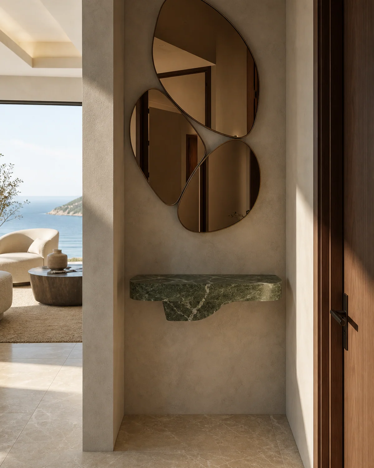 Three-Plane Bronze Entrance Mirror — Entrance hall
