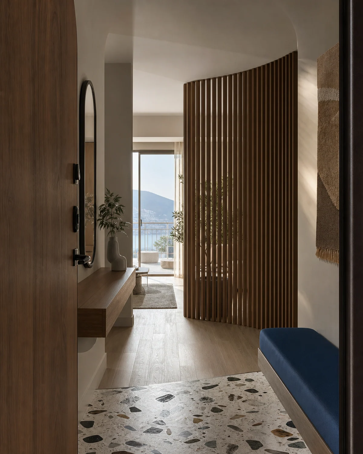 Curved Entrance Screen for a Private Sightline — Entrance hall