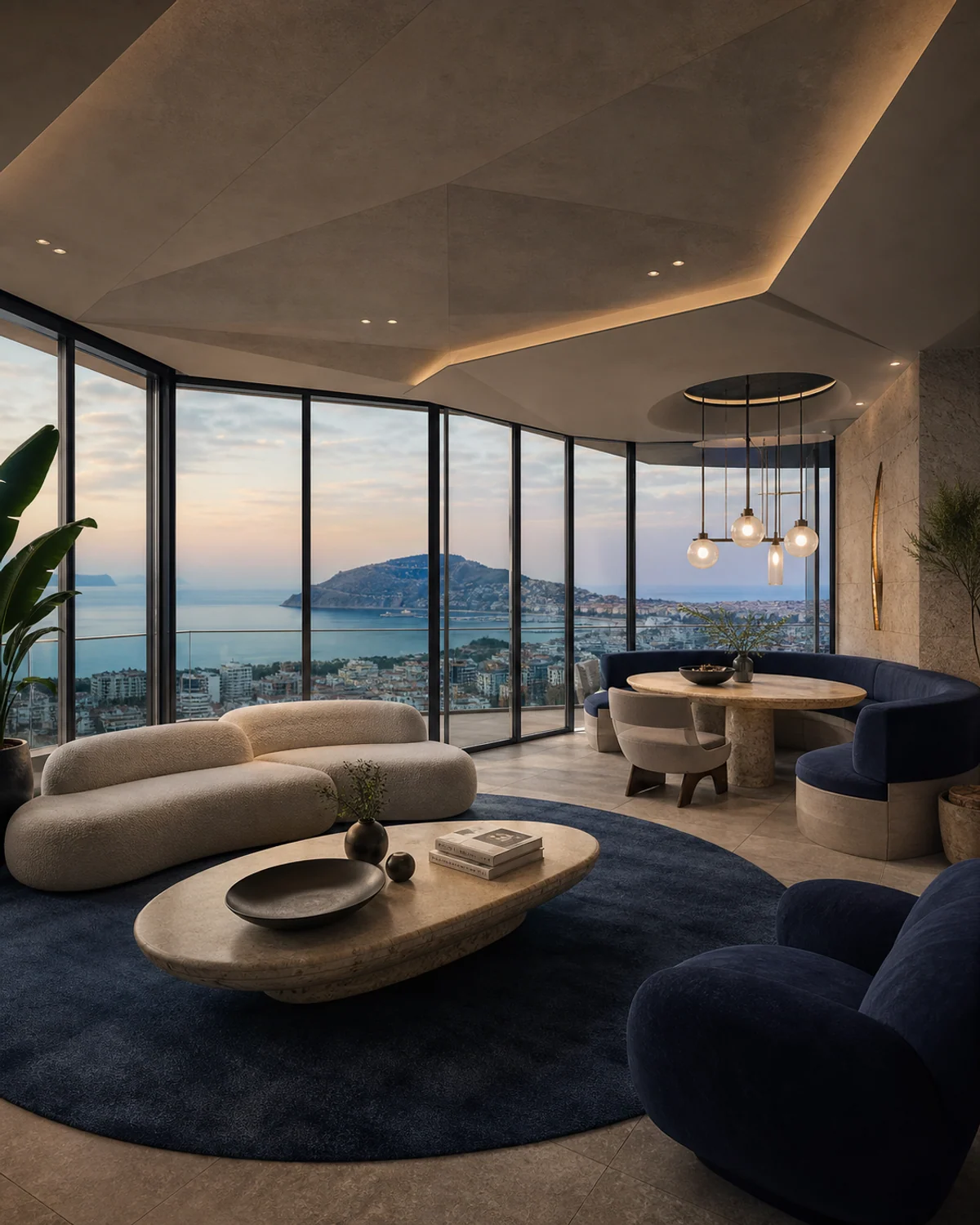Complete Midnight-Blue Penthouse Interior — Penthouse living