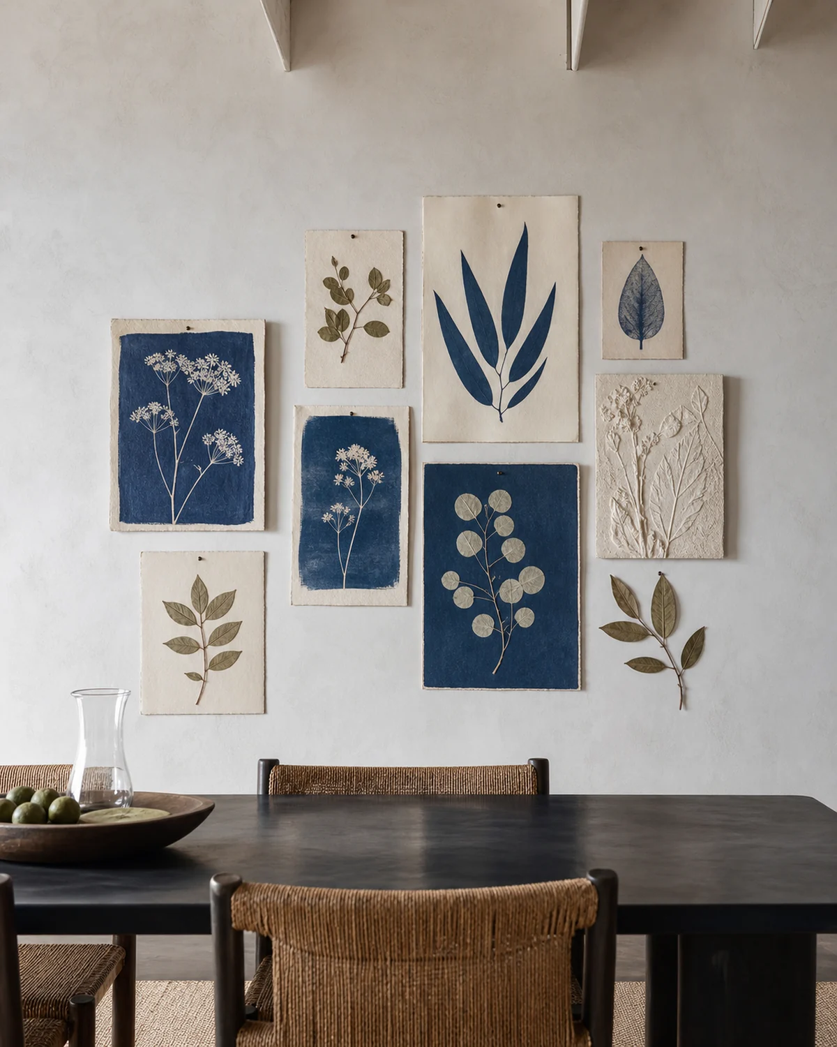 Botanical Cyanotype Dining Wall — Dining room