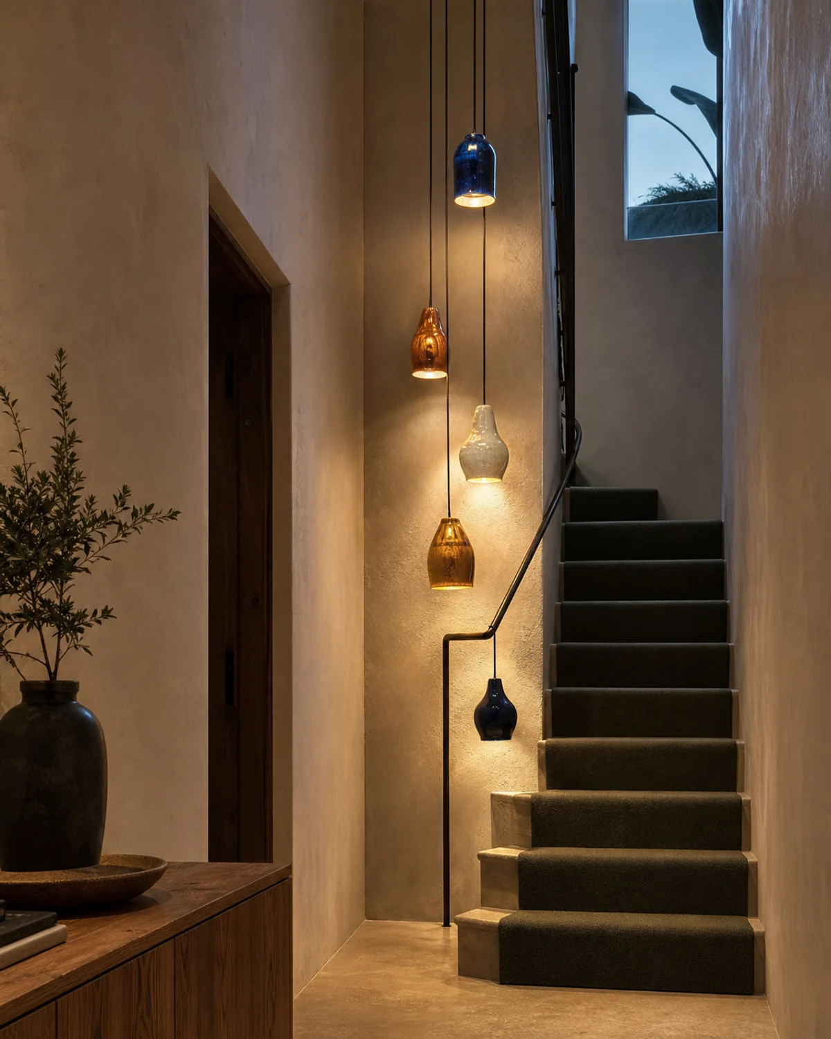 Layered Duplex Entry with Ceramic Lights — Duplex entrance