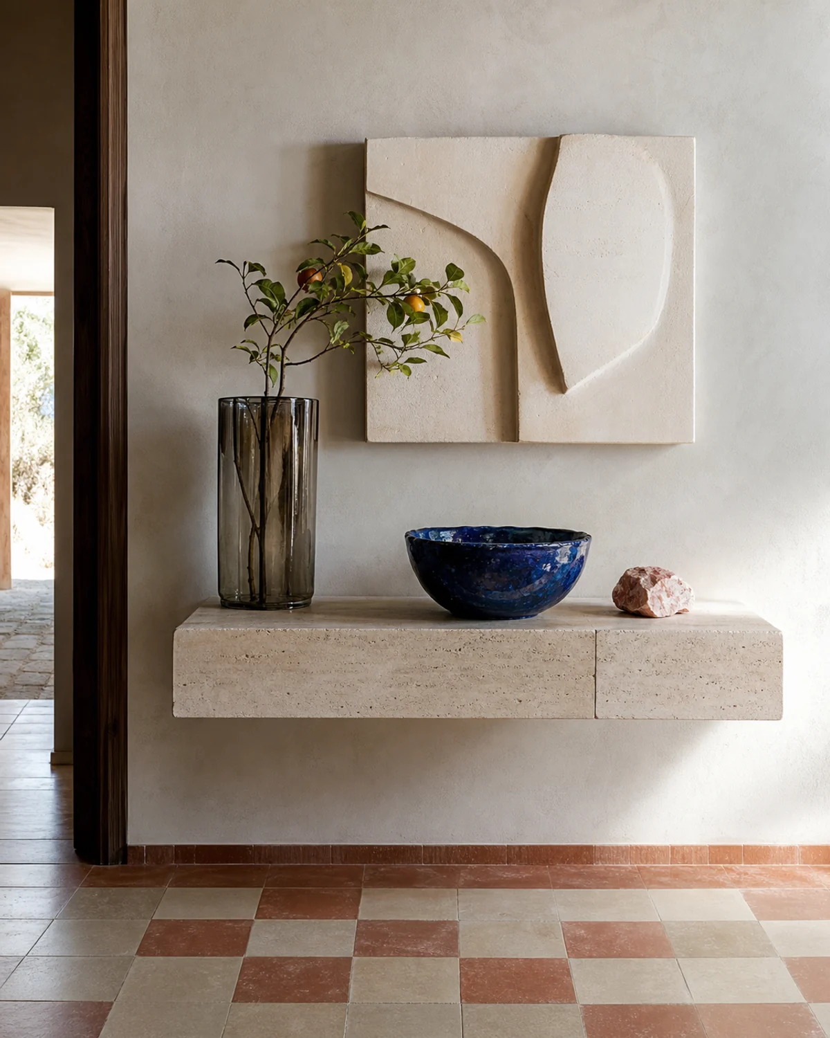 Mediterranean Still Life on Travertine — Entrance hall